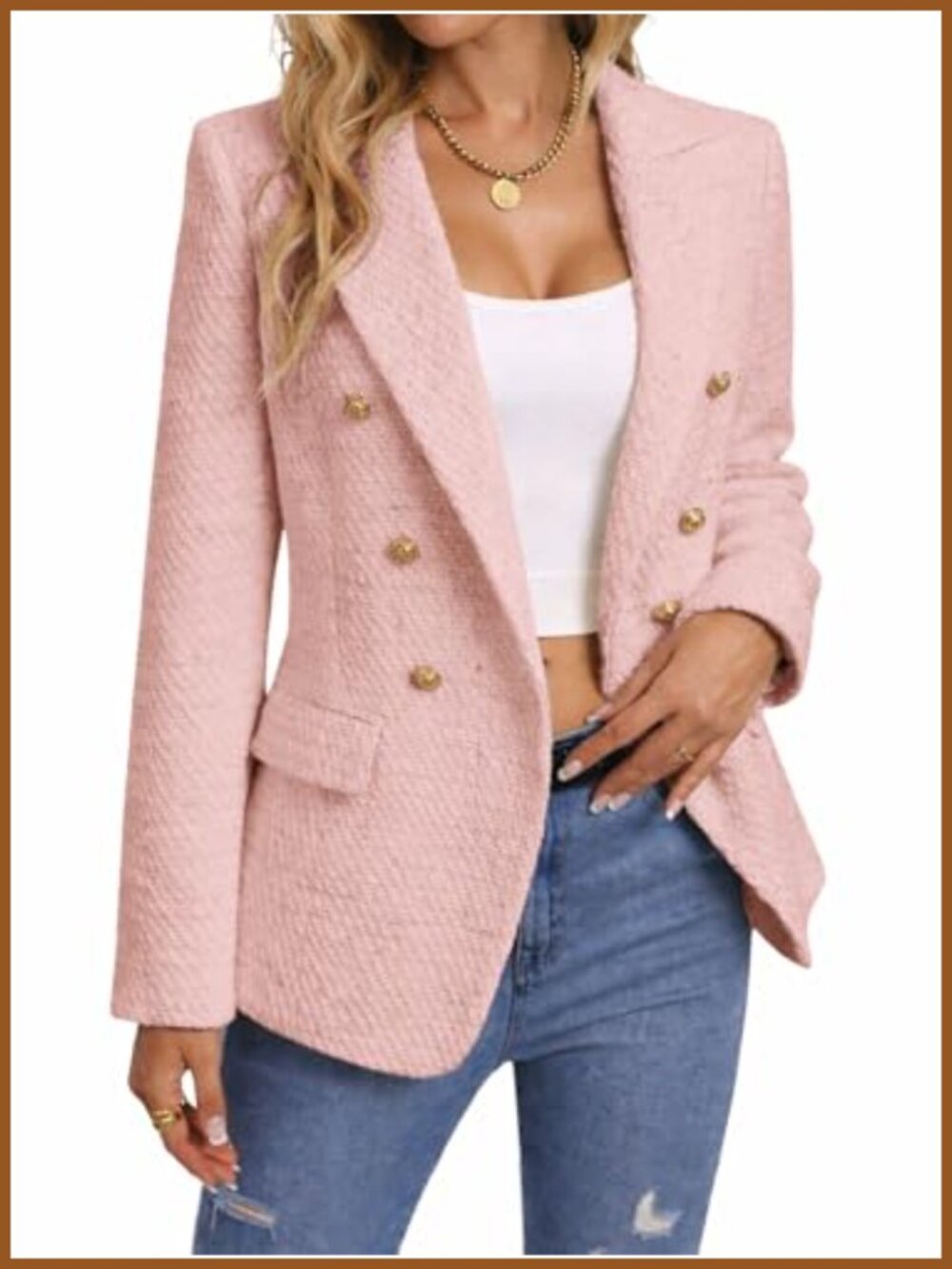 Tweed Blazer Plaid Business Casual Coat